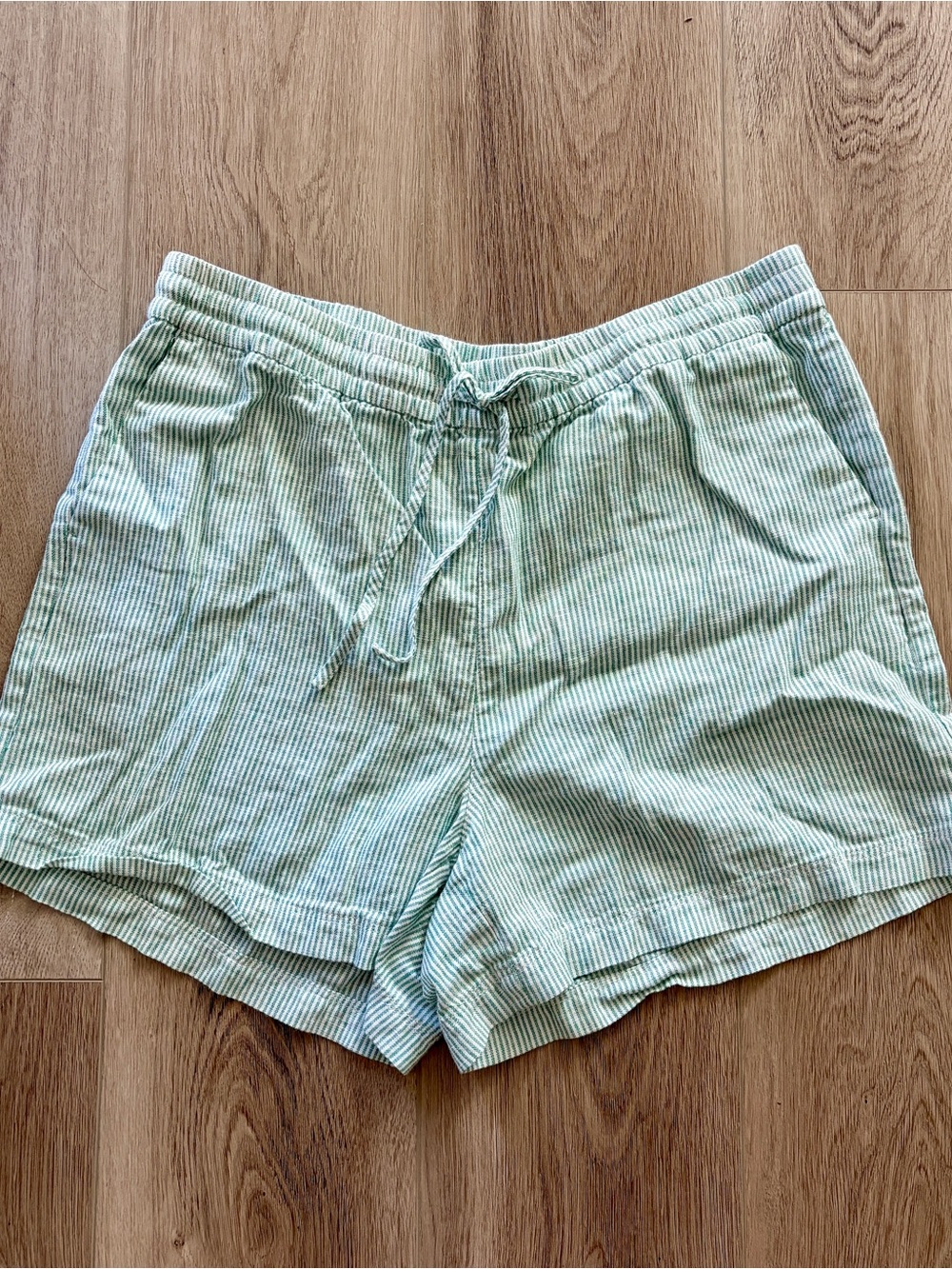 J. Crew Women's Green Striped Drawstring Shorts
Size 12
